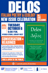 A flyer for an upcoming event to celebrate the launch of a special issue of the journal Delos. 